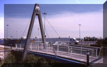 Footbridge at Aire de la Baie du Seine, France