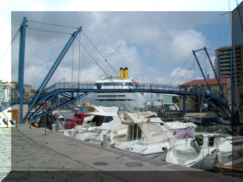 Former (?) footbridge in old Harbour, Savona, Italy